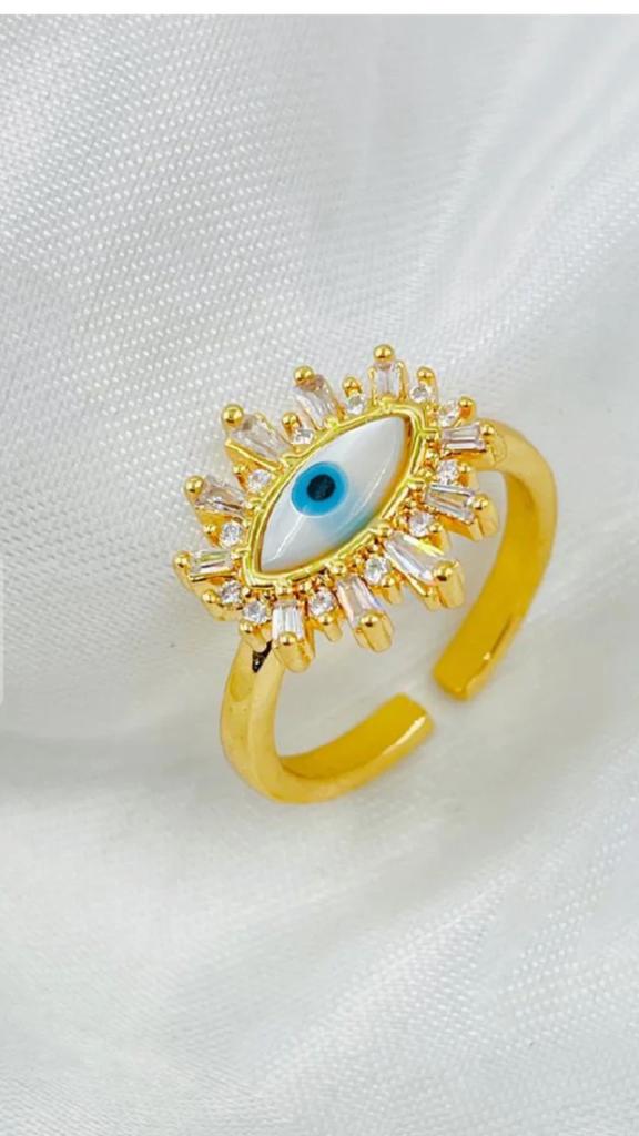 Mother of Pearl Evil Eye Rings