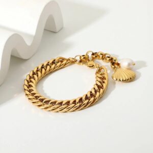 Babelle Pearl Shell Gold Bracelet