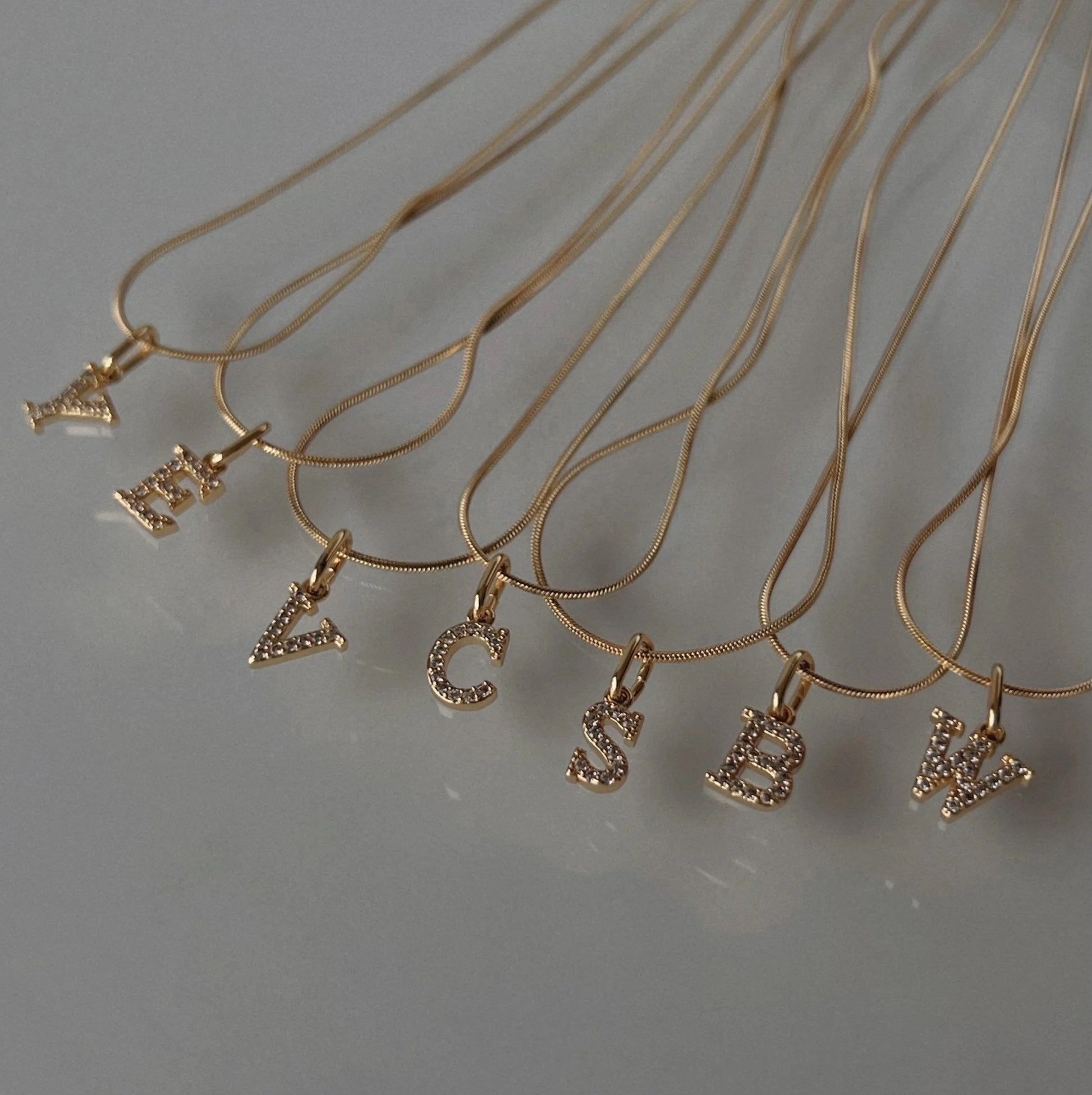 Brisa-Valen Initials Gold Diamond Necklace