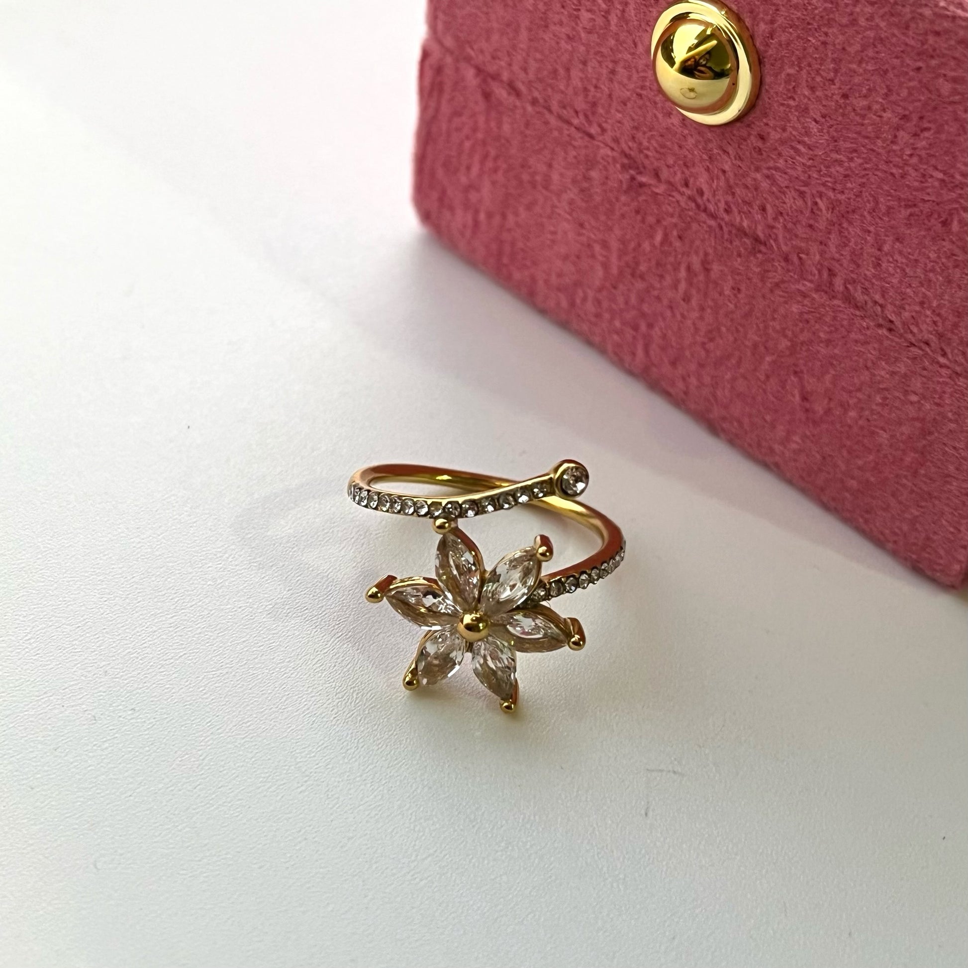 Floral Diamond Gold Rings