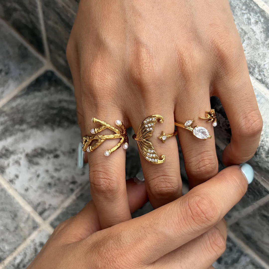 Dripping Drop Pearl Solitaire Ring