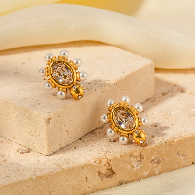 Tamia Pearl Stone Earrings