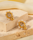 Tamia Pearl Stone Earrings