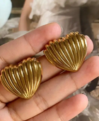Leasina Heart Big Gold Studs