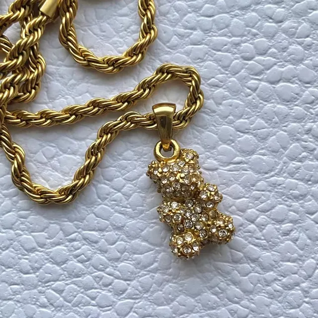 Icy Vicy Teddy Rope Cute Diamond Necklace