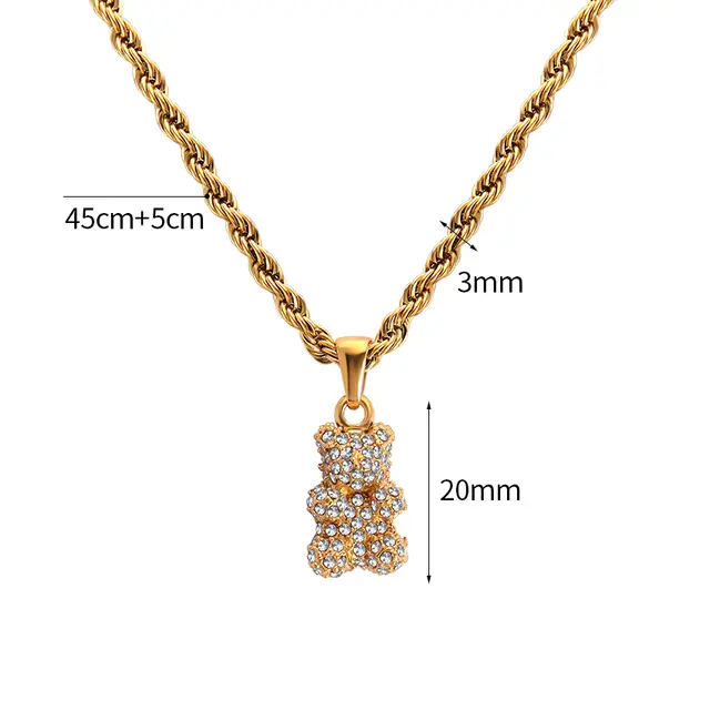 Icy Vicy Teddy Rope Cute Diamond Necklace