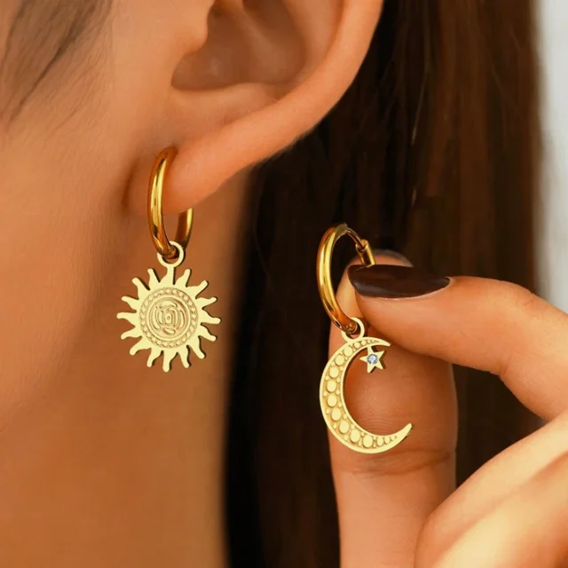 Liel Star Moon Gold Earrings