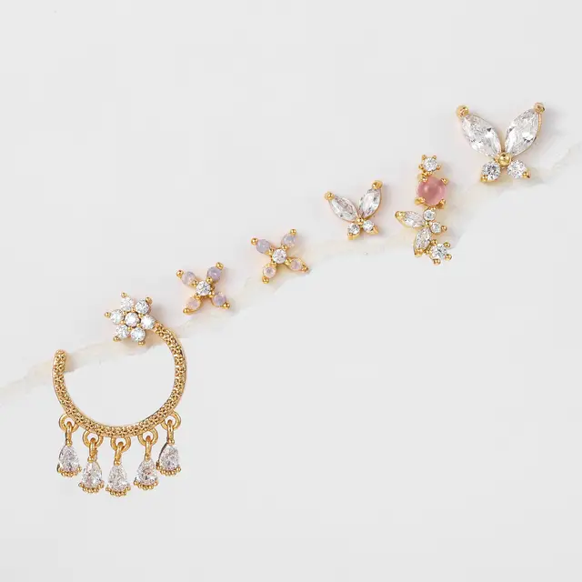 Pretty Pink Piercing Earrings Set