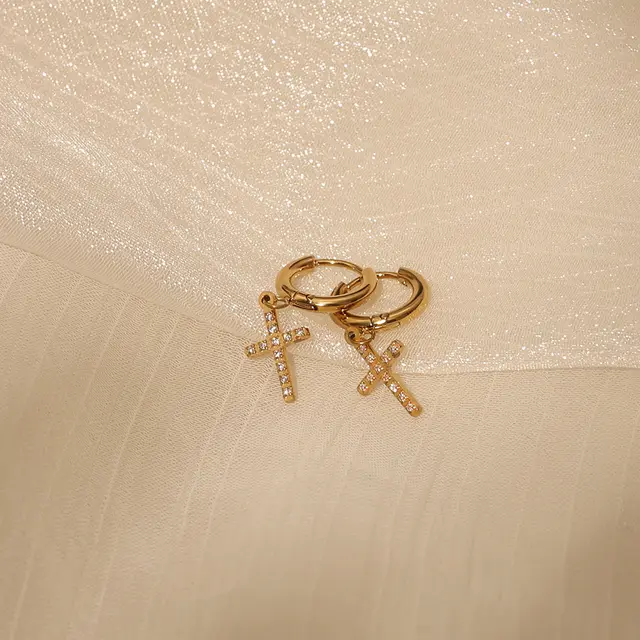 Ptisa Cross Diamond Huggies