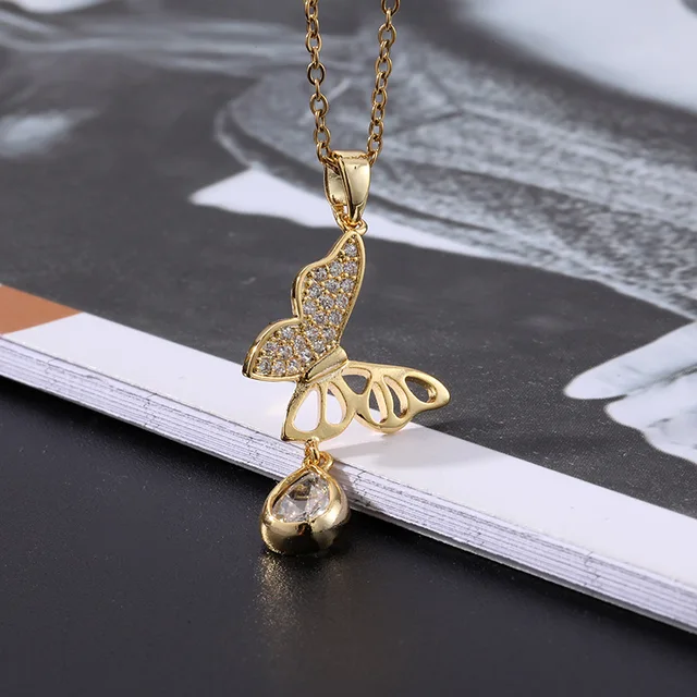 Cello Hanging Butterfly Necklace