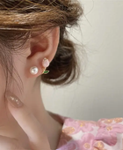 Pink Rose Dwal Pearl Earrings