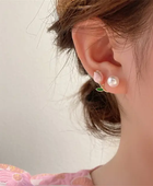 Pink Rose Dwal Pearl Earrings
