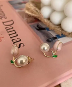 Pink Rose Dwal Pearl Earrings