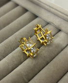 Block Diamond Gold Hoops