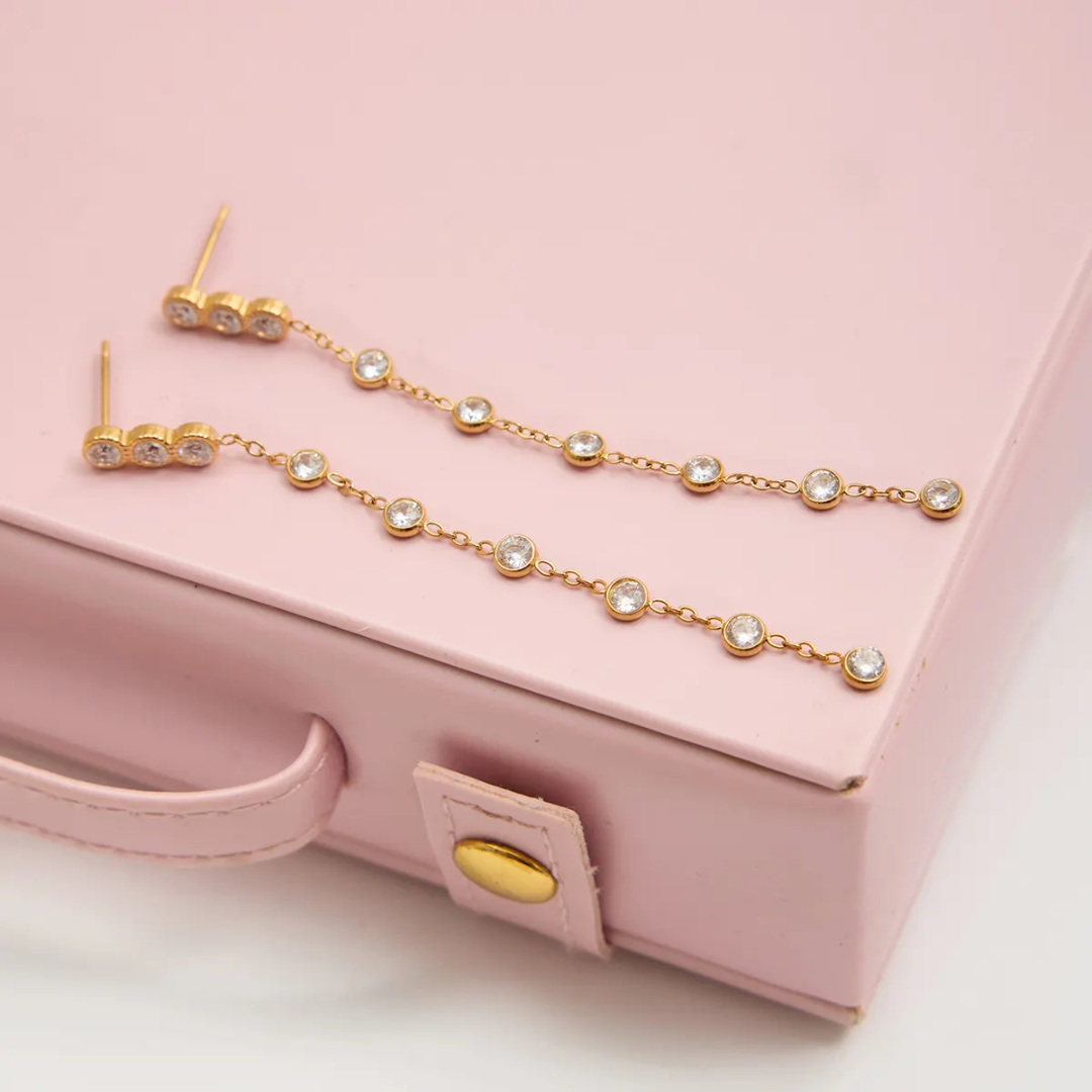 Shelin Diamond Drop Long Earrings