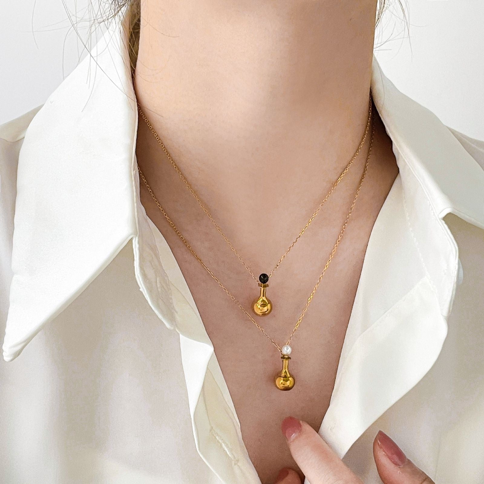 Pearl Poison Bottle Necklace