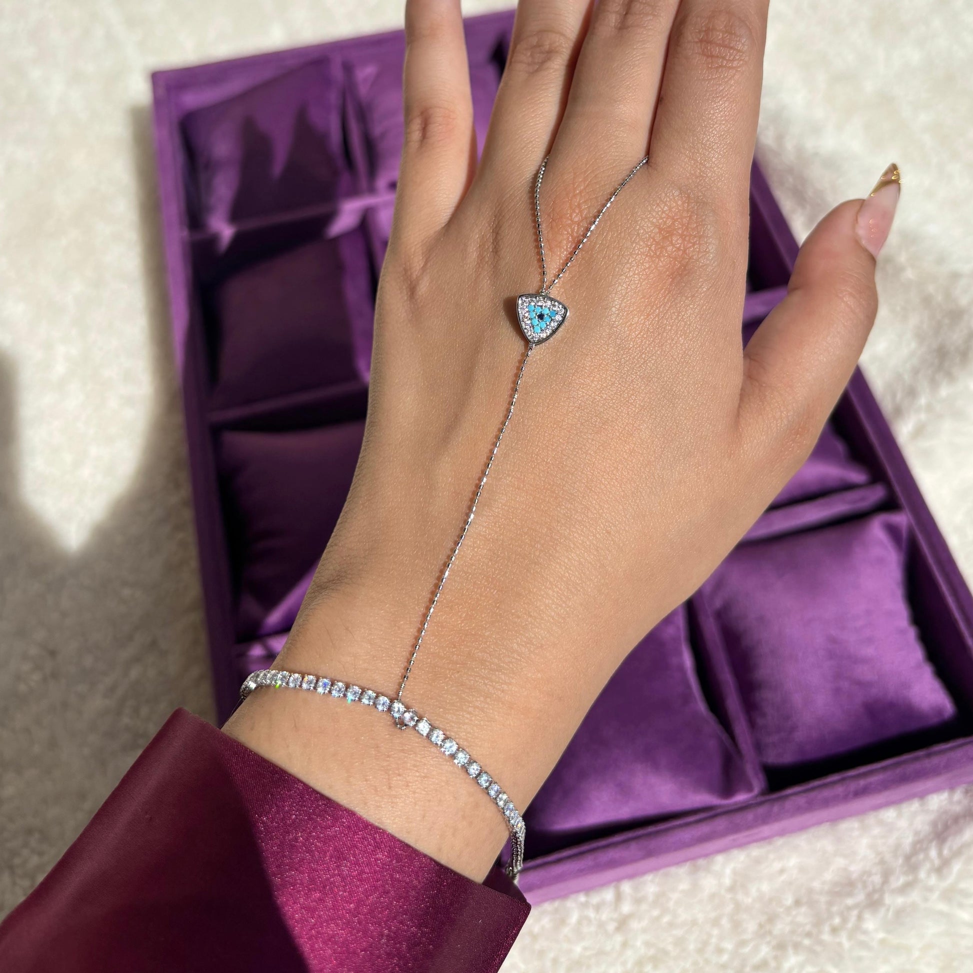 Mahira Evil Eye Silver Handchain