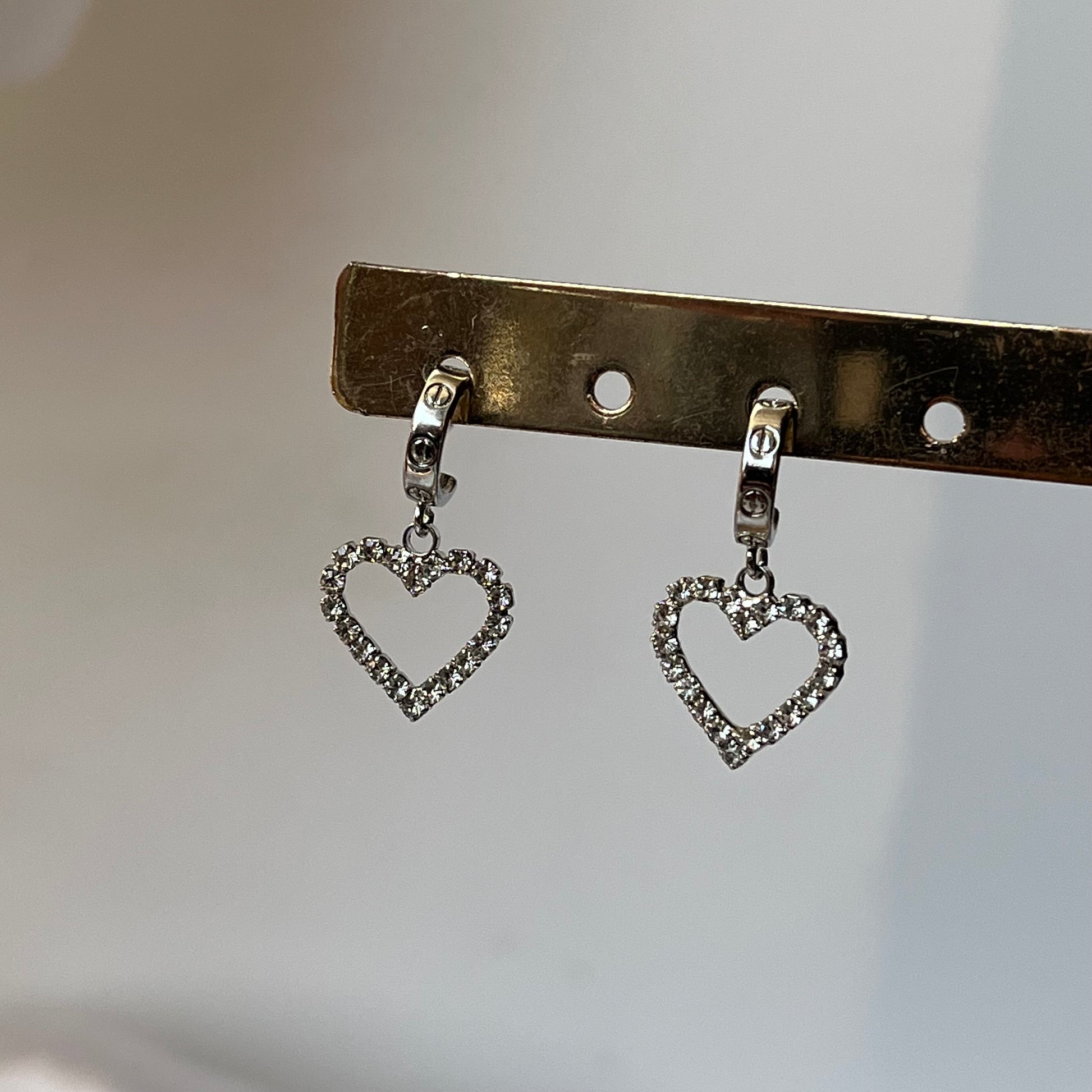 Utica Hollow Heart Silver Earrings