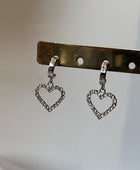 Utica Hollow Heart Silver Earrings