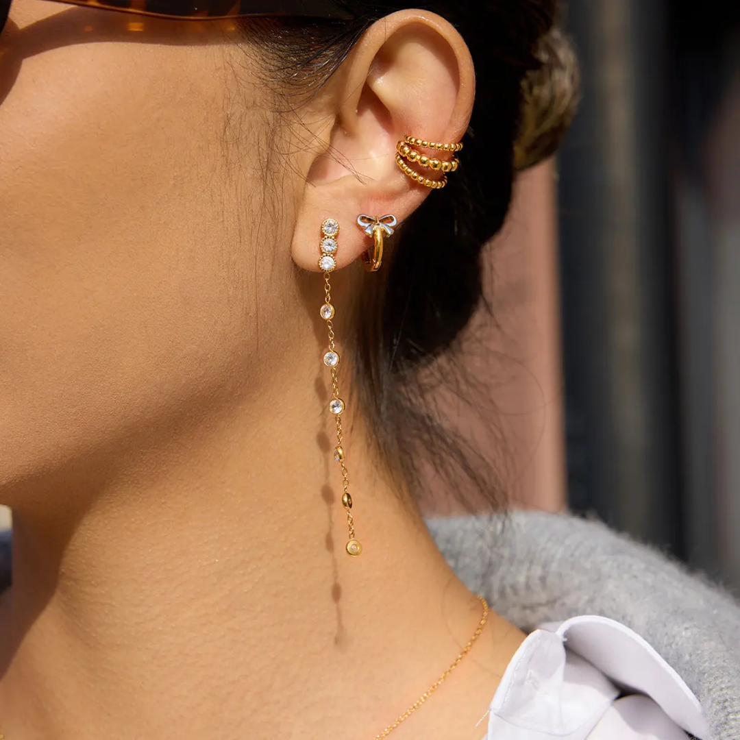 Shelin Diamond Drop Long Earrings