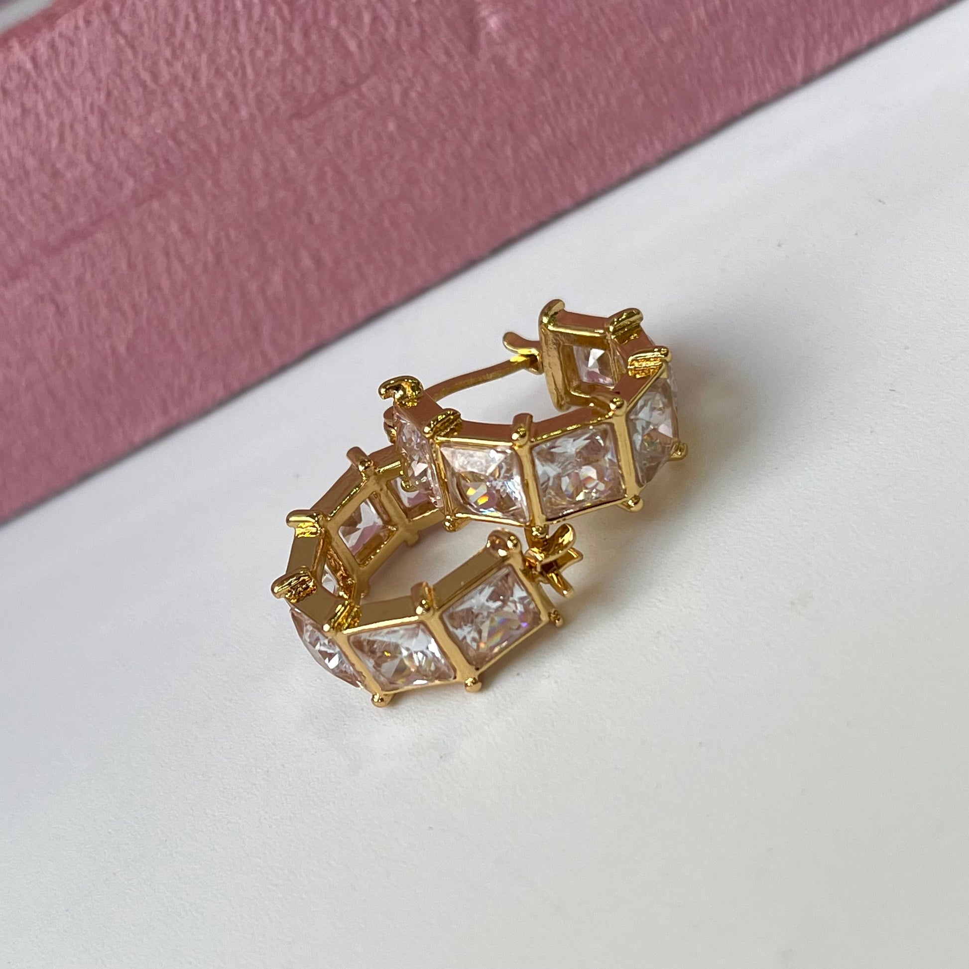 Block Diamond Gold Hoops