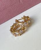 Block Diamond Gold Hoops