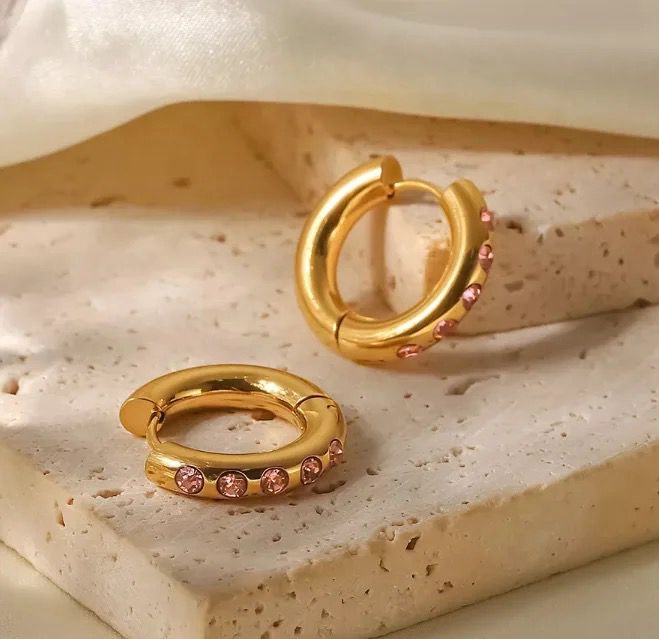 Cordeli Pink Diamond Mini Hoops