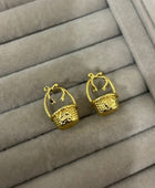 Cute Basket Gold Earrings