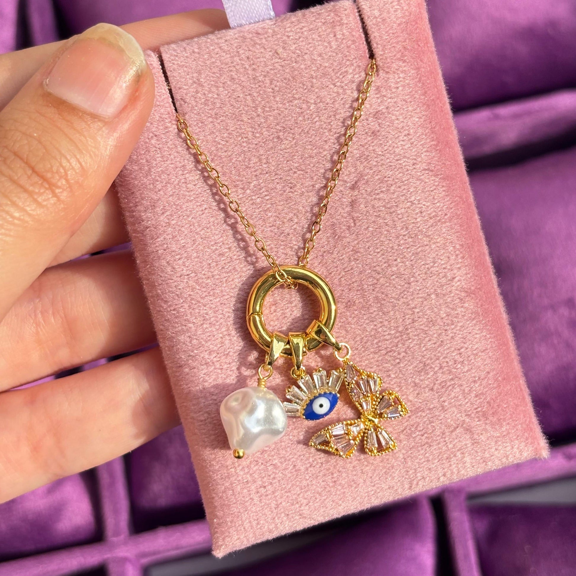 Evily Pearl Charm Necklace