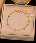 Helena Green Bead Anklet