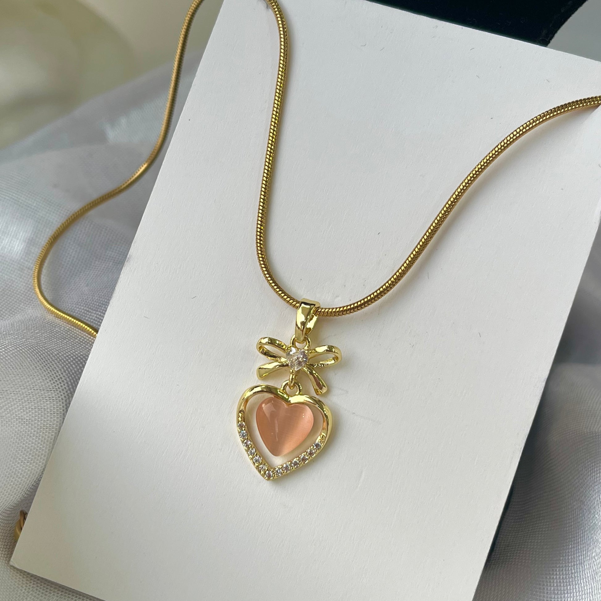 Mauvei Pink Heart Necklace