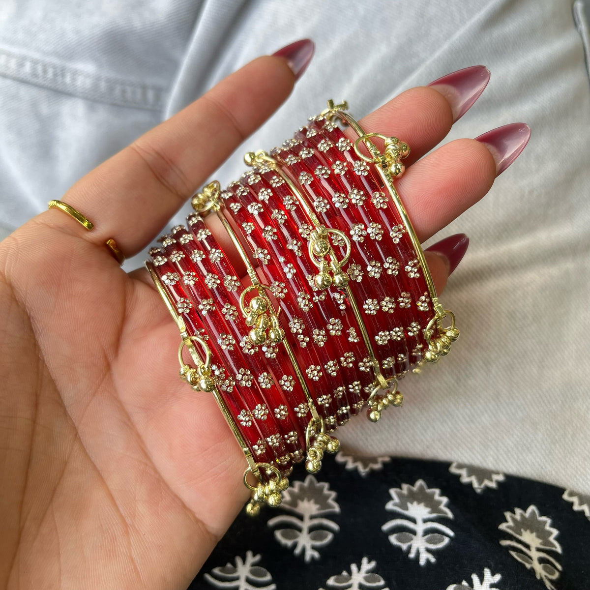 Radha Maroon Kashmiri Bangles Set