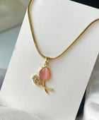 Pinkish Tulip Gold Necklace