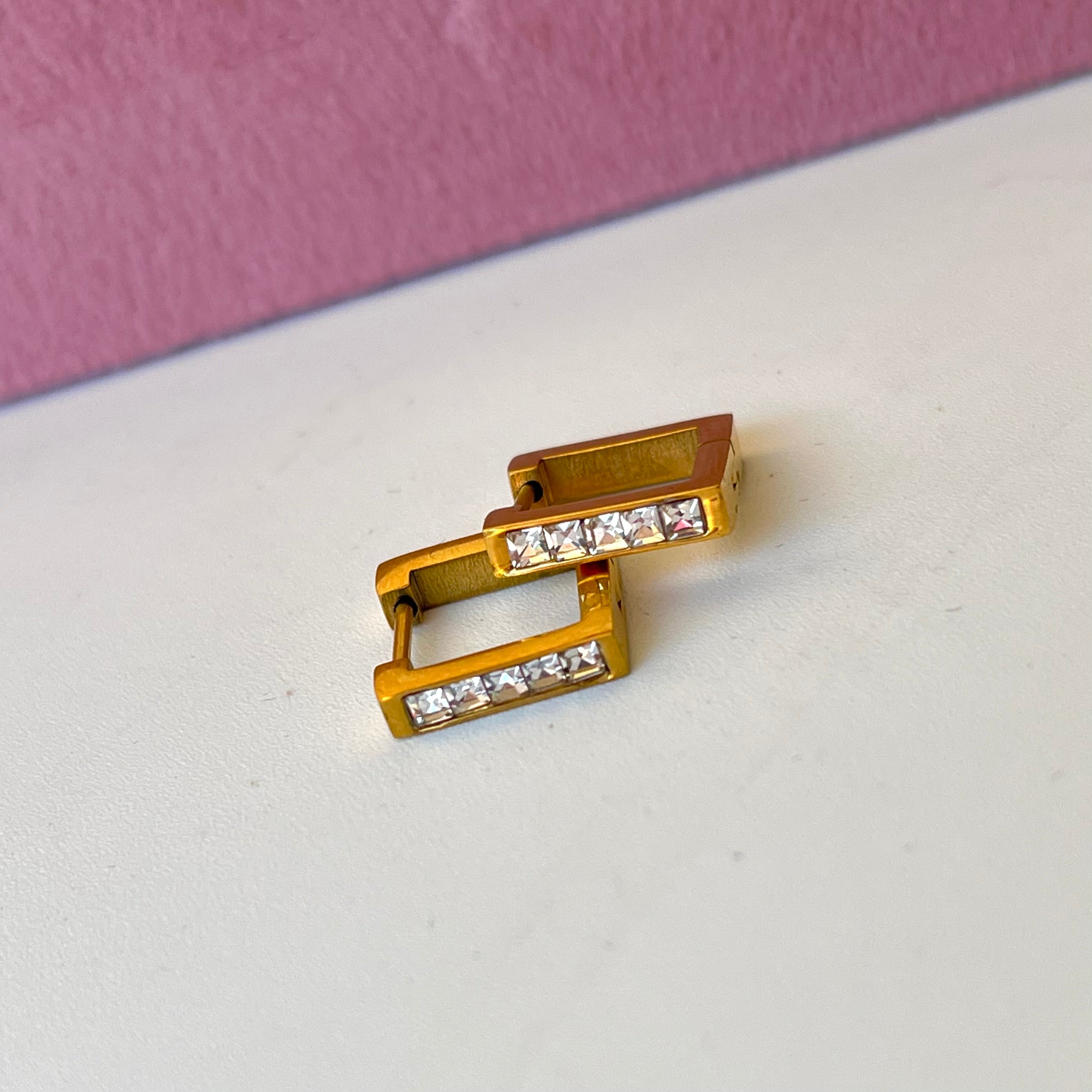 Ruhi Mini Square Diamond Hoops