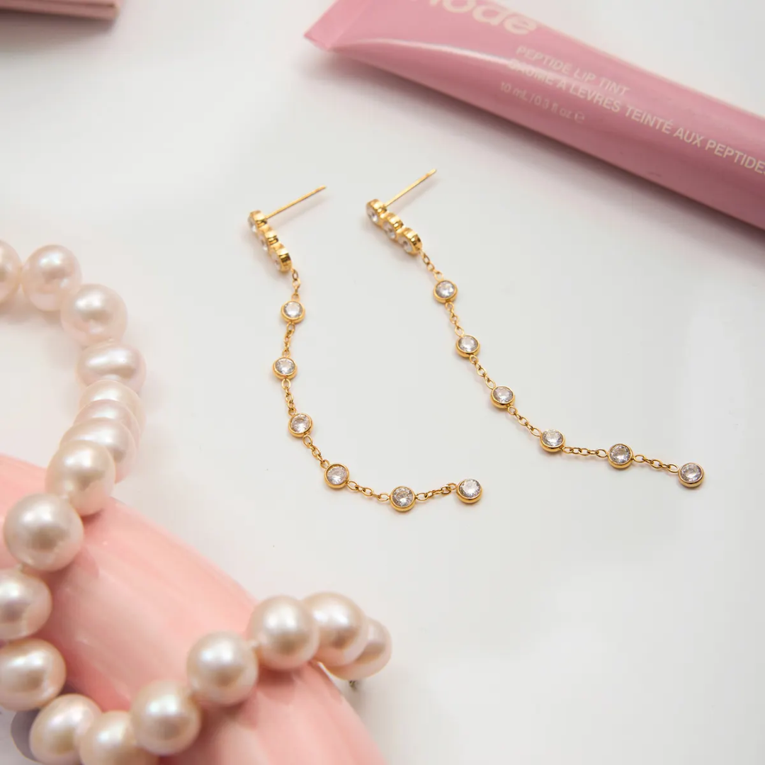 Shelin Diamond Drop Long Earrings