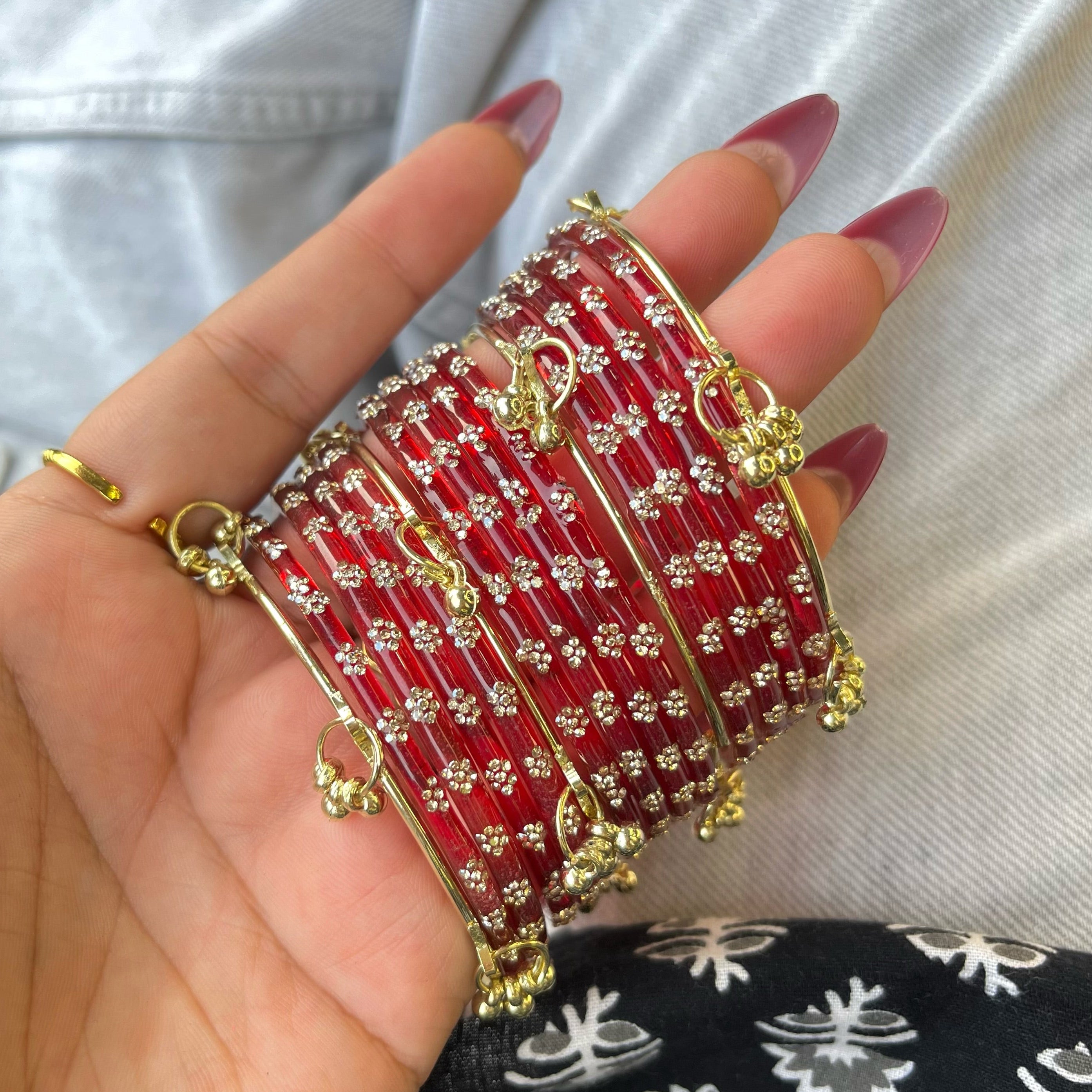 Radha Maroon Kashmiri Bangles Set