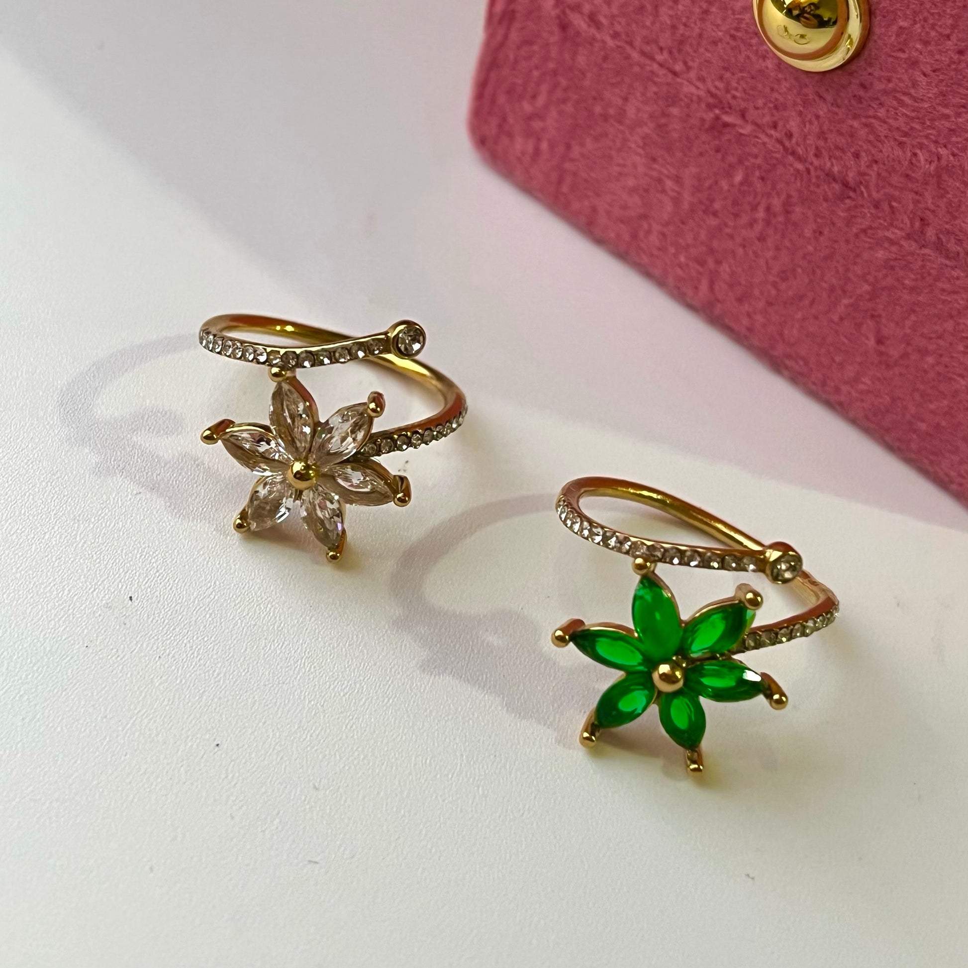 Floral Diamond Gold Rings