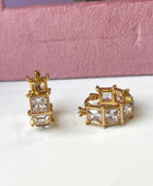 Block Diamond Gold Hoops
