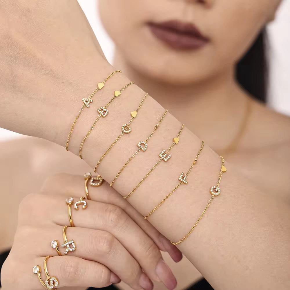 Selina Initial Letter Diamond Minimal Bracelet