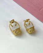 Cute Basket Gold Earrings