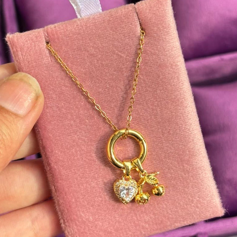 Heart Berry Charms Necklace