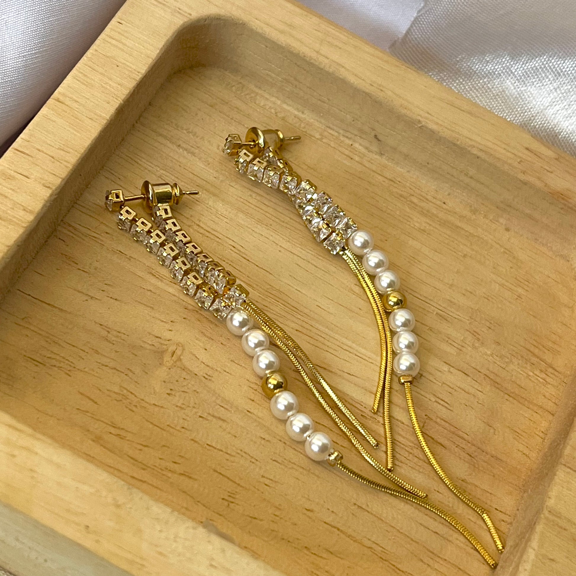 Tasha Long Pearl Statement Earrings