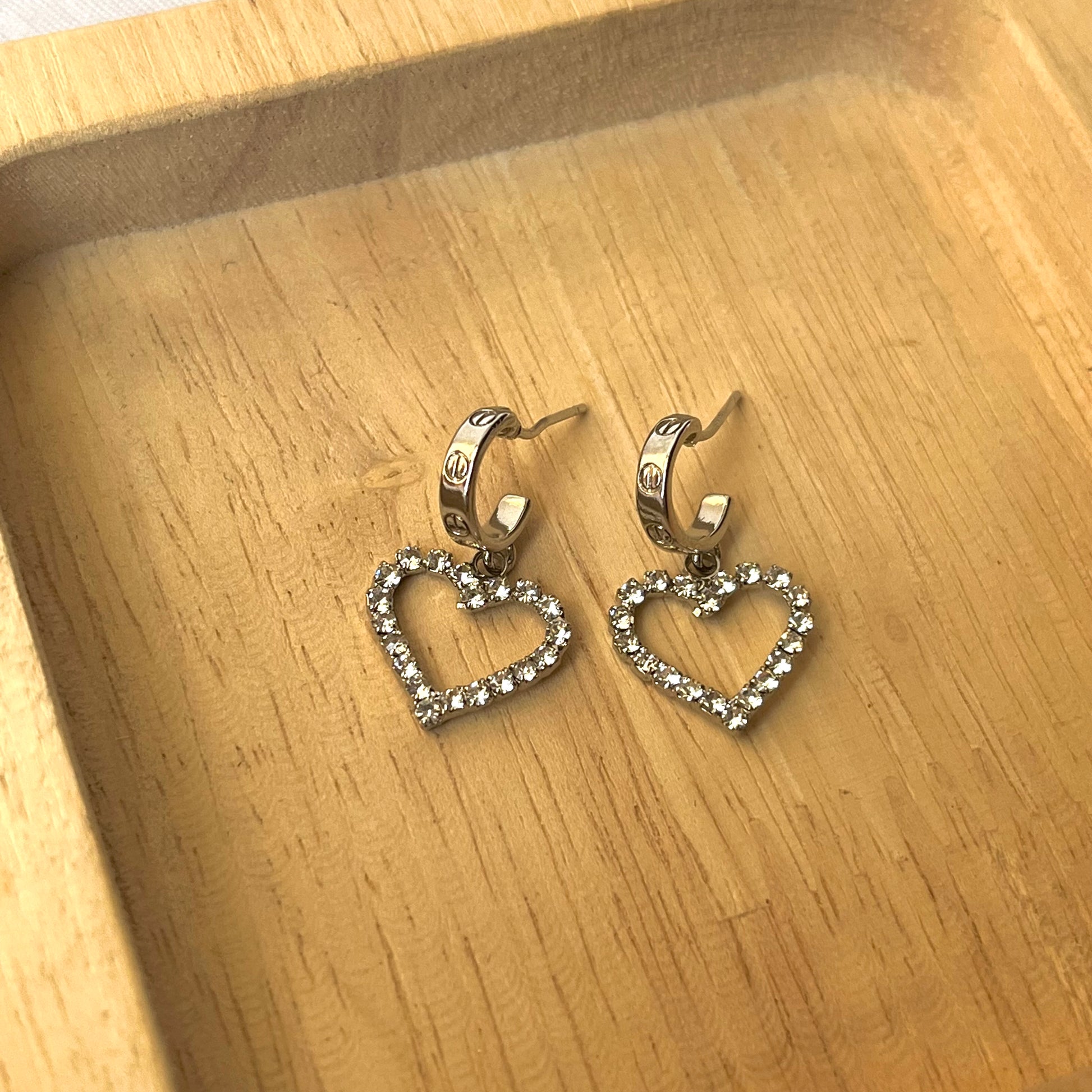 Utica Hollow Heart Silver Earrings