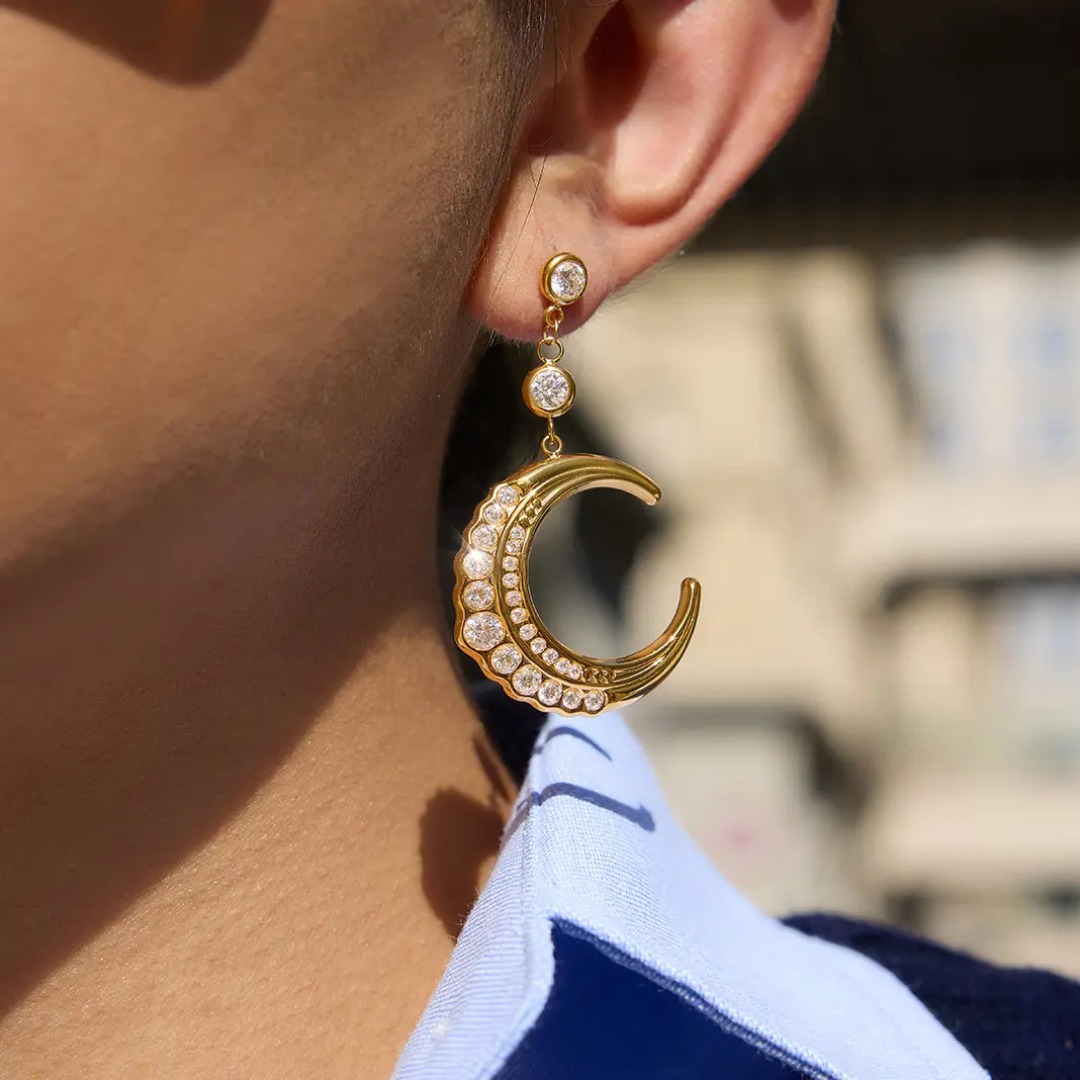 Wishing Moon Diamond Earrings