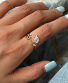 Dripping Drop Pearl Solitaire Ring