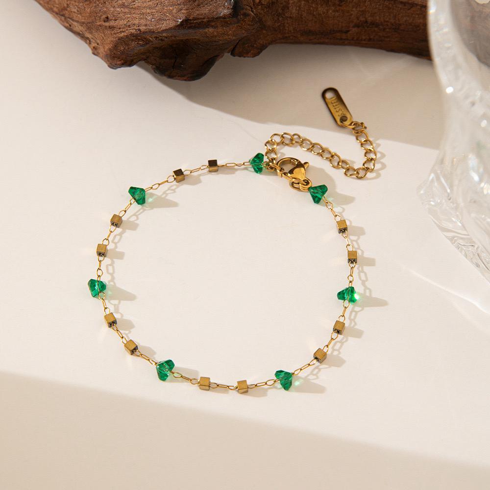 Helena Green Bead Anklet