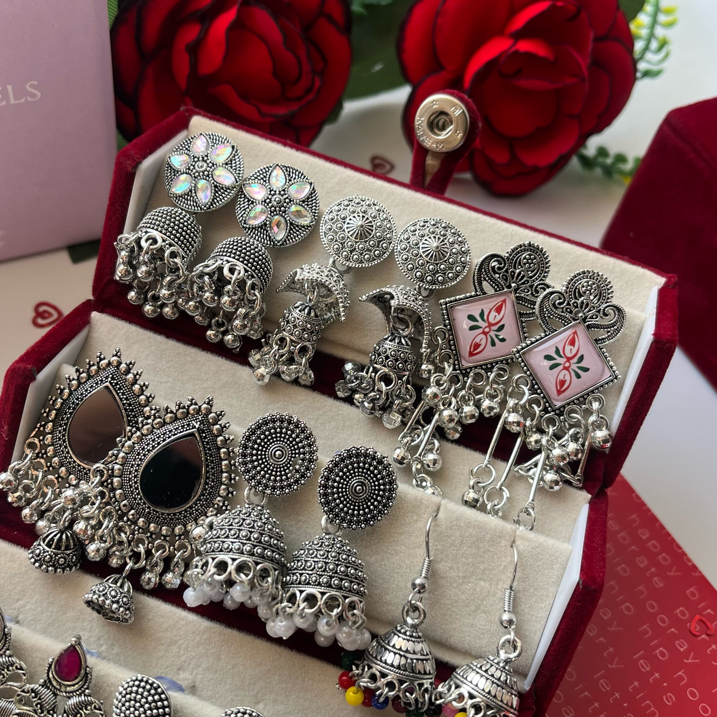 Jhumka Combo of 12 Pairs of Earrings with Box