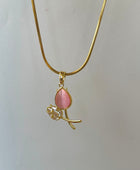 Pinkish Tulip Gold Necklace