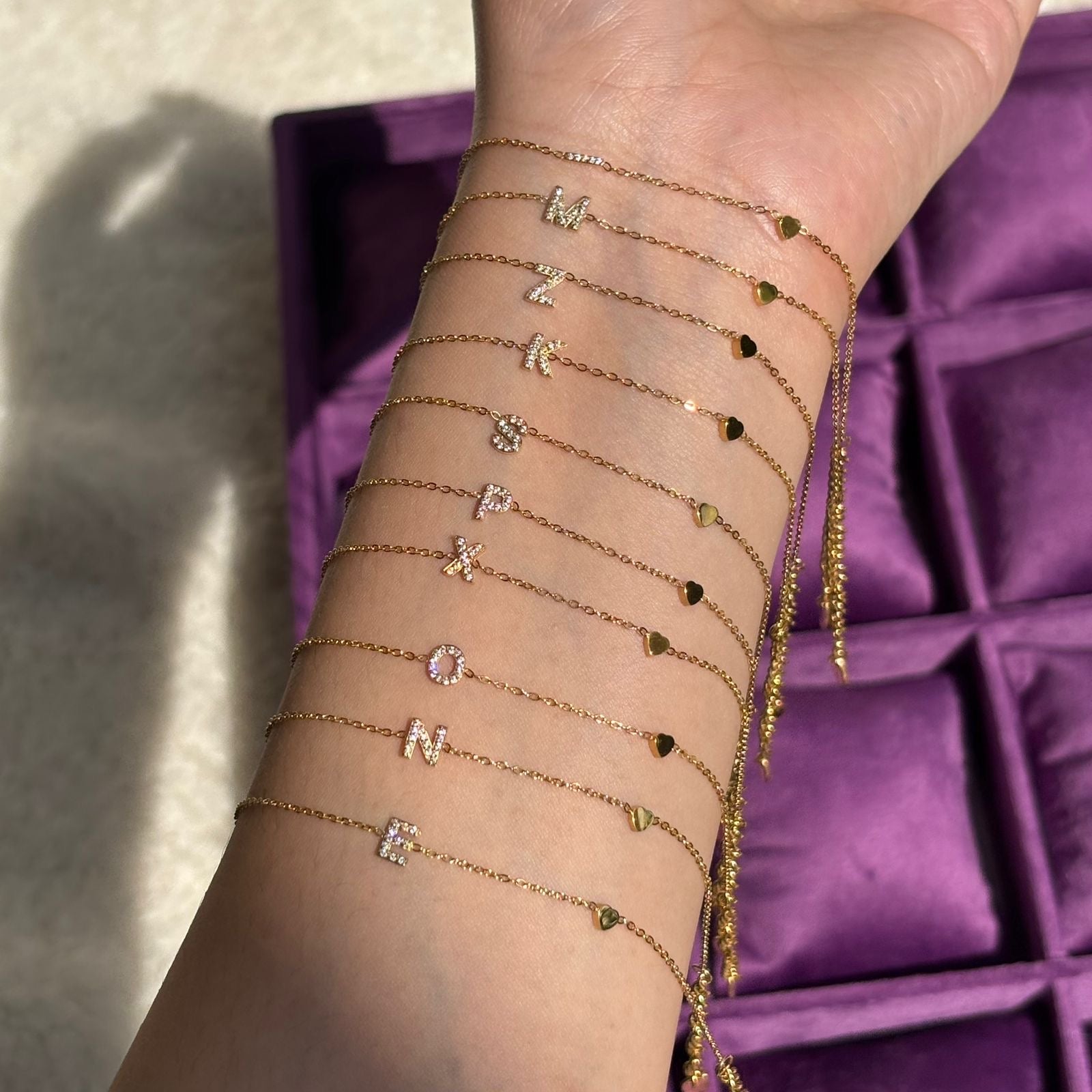 Selina Initial Letter Diamond Minimal Bracelet