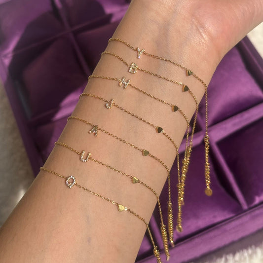 Selina Initial Letter Diamond Minimal Bracelet